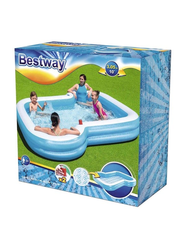 Sunsational Relax Pool Swimmingpool Lounge mit 2 Cupholder 305x274x46cm - Bestway