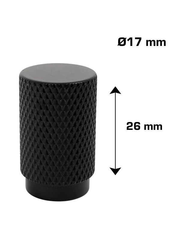 Home>it knurled slim furniture knob Ø17x26 mm matte black 2 pcs.