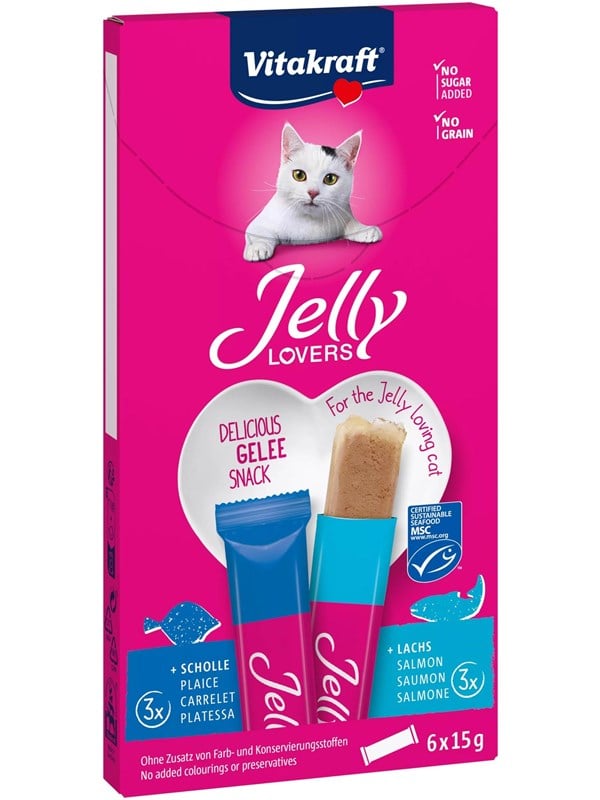 Vitakraft Jelly Lovers mit Scholle  Lachs 6-Pack x 15g