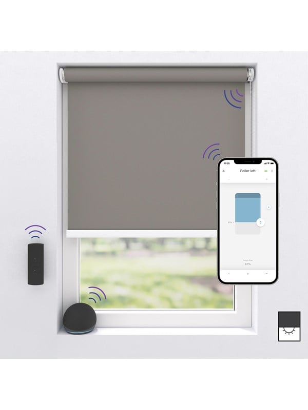 MotionBlinds Wireless Electric Black-Out Rollerblind 120x190cm - Grey
