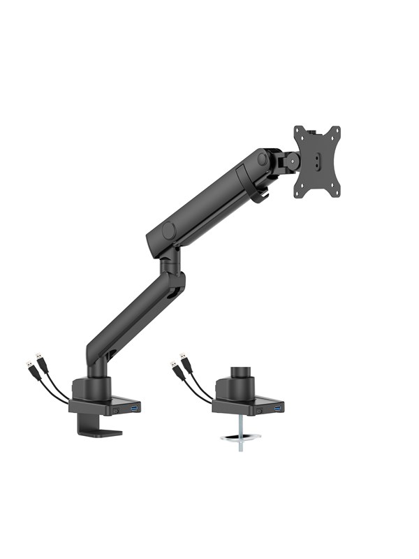 DUTZO Monitorarm für 1 Monitor (17"-40") - Pro+ Version mit 1 x USB-A & 1 x USB C port (Grau / Schwarz)