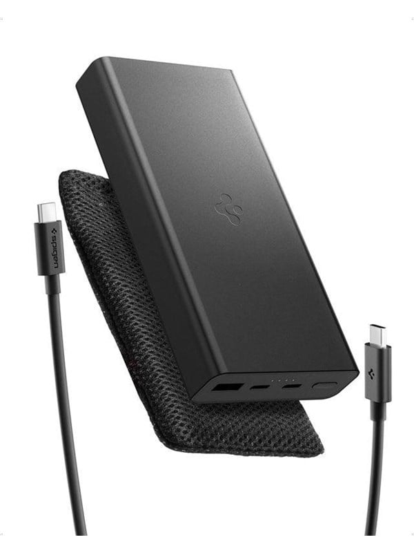 Externer Akku Spigen, 20000mAh, 30W, QC + PD, 1 x USB-A - 2 x USB-C, Schwarz ABA09433