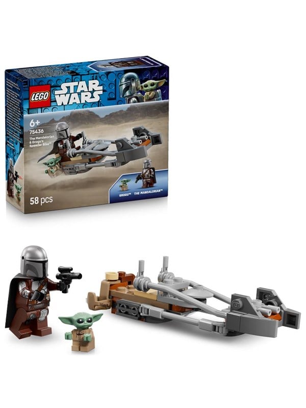 Image of LEGO Star Wars 75436 Der Mandalorianer und Grogu auf ihrem Speeder Bike