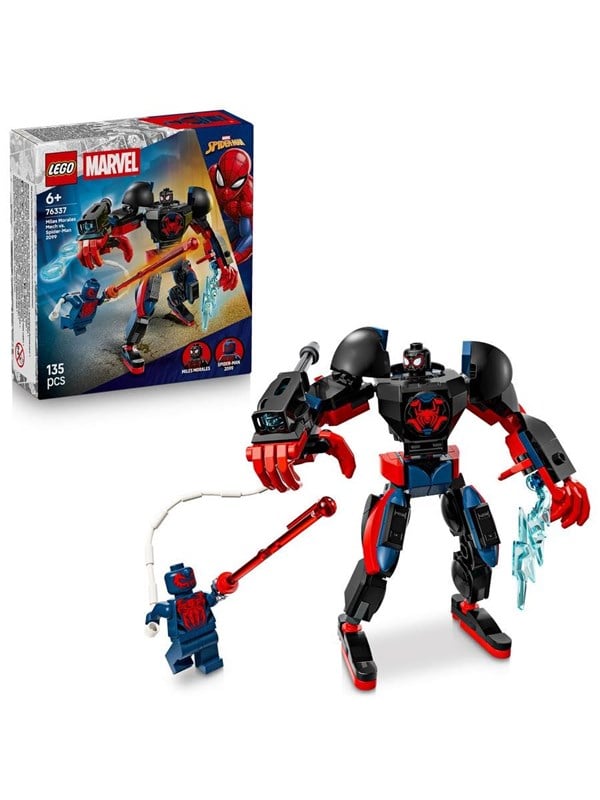Image of LEGO Marvel 76337 Miles Morales Mech vs. Spider-Man 2099