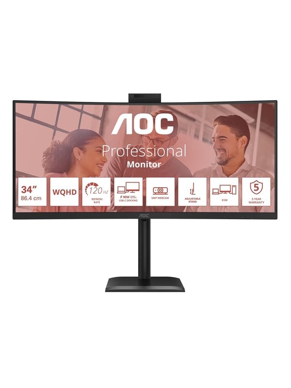 Image of 34" AOC CU34E4CW - 3440x1440 (UWQHD) - 120Hz - VA - 90W USB-C - KVM switch