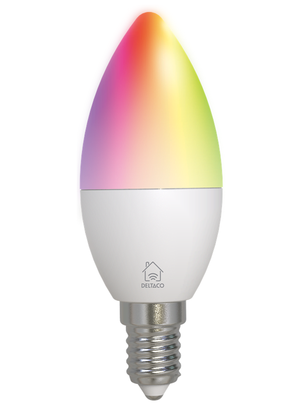 Deltaco Smart - LED light bulb - shape C37 - E14 - 49 W - RGBwhite light - 2700-6500 K - white