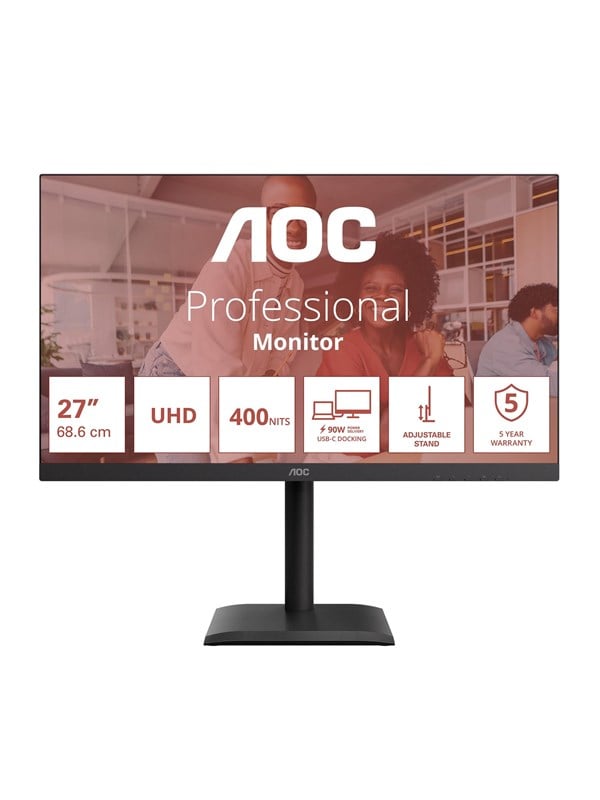 Image of 27" AOC U27E4CV - 3840x2160 (4K) - 60Hz - IPS - 90W USB-C