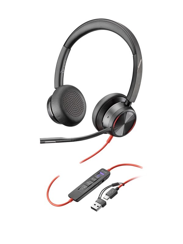 HP Poly Blackwire 8225 Stereo Microsoft Teams Certified USB-C Headset USB-CA Adapter 8X225AA