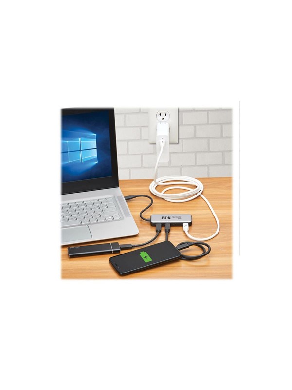 Eaton Tripp Lite series 4-Port USB-C Hub USB 3.2 Gen 2 (10 Gbps) 4x USB-C Ports 100W PD Charging Thunderbolt 3 Compatible Gray USB-Hubs - 4 - Grau