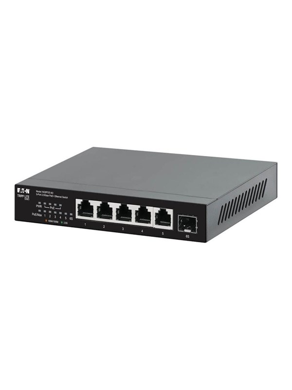 Eaton Tripp Lite series Desktop Gigabit Ethernet Unmanaged Switch PoE+ Pass-Through 5-Port 2.5 Gbps 70W Metal