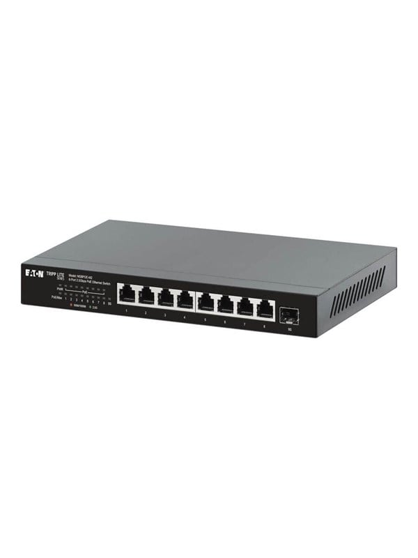 Eaton Tripp Lite series Desktop Gigabit Ethernet Unmanaged Switch PoE+ Pass-Through 8-Port 2.5 Gbps 100W Metal