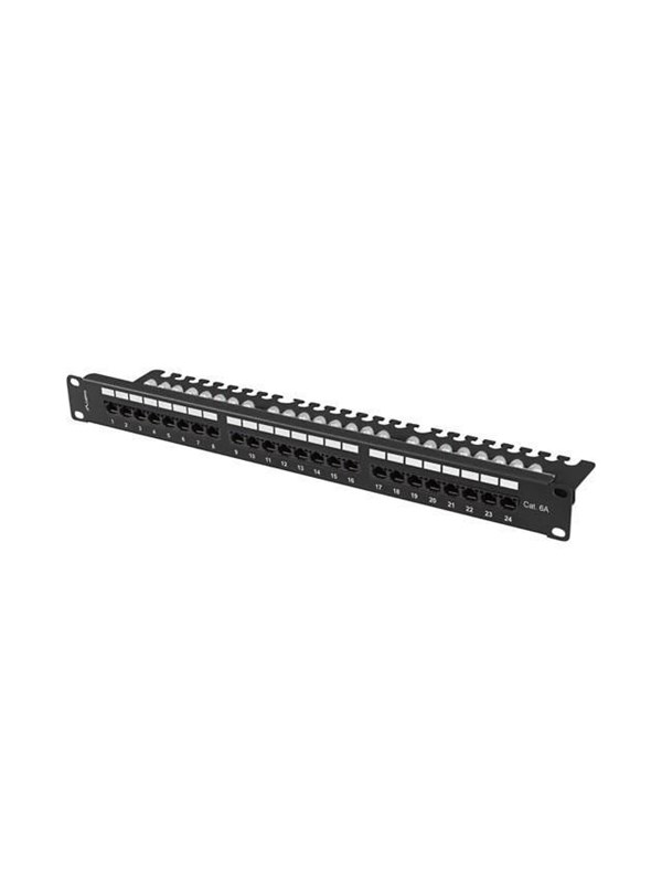 Lanberg Patch Panel 24-Port 1U 19 CAT6A UTP w Cable Organizer Black