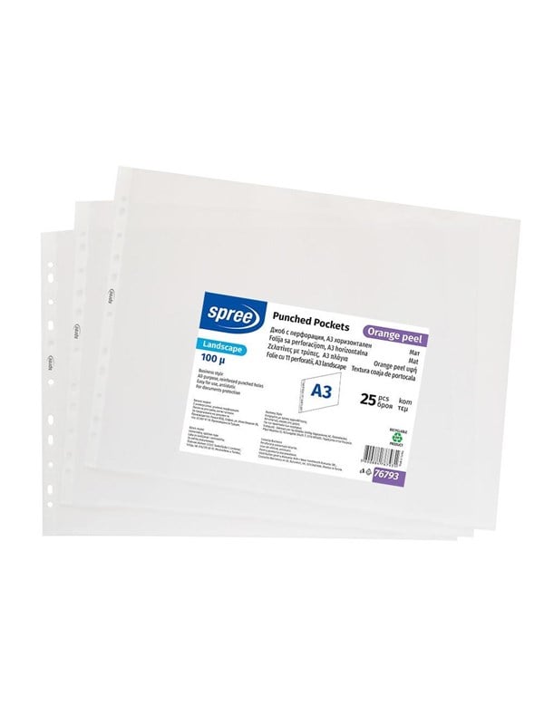 SPREE Plastic pocket A3 25 pcs landscape format