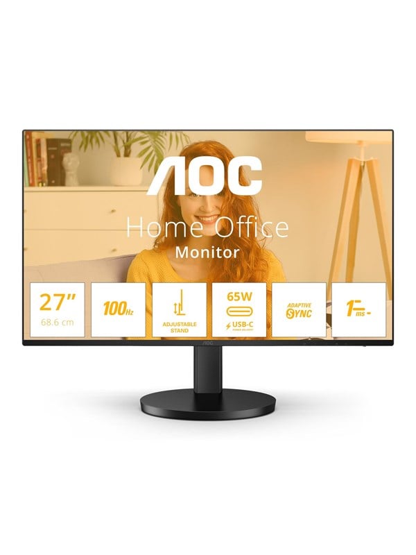 AOC Q27B3CF2 27 Zoll WQHD USB Hub Monitor, 120Hz, IPS Panel, 4ms GtG, HDR10, Höhenverstellung,Lautsprecher,(2560x1440 HDMI 1x 1.4) Schwarz - Bild 6