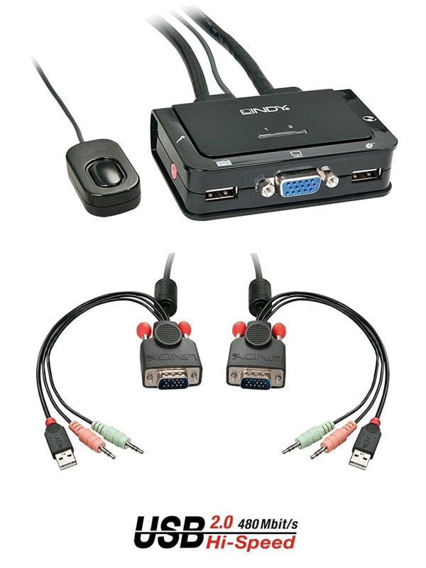 Lindy VGA KVM Switch Compact USB 20 Audio 2 Port - KVM  audio  USB switch - 2 ports