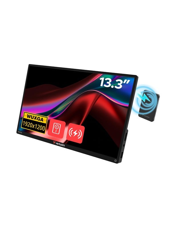 Image of 13" Verbatim Portable Touchscreen Monitor 13.3" WUXGA Resolution & Wireless Power Supply