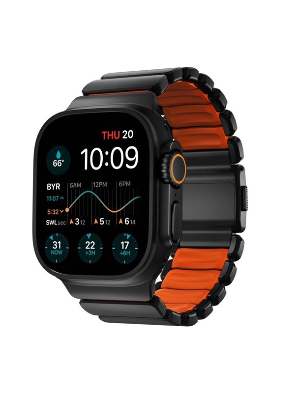 Nomad Stratos Band - 49mm  Black Titanium  Ultra Orange FKM