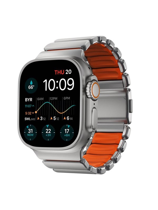 Nomad Stratos Band - 49mm  Natural Titanium  Ultra Orange FKM