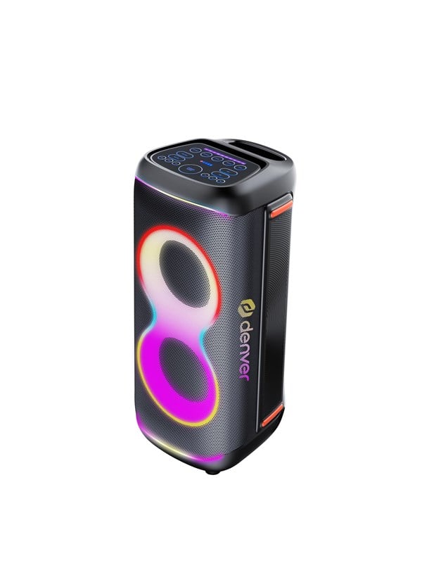 DENVER BPS-370 - Bluetooth Party Speaker with light function 2 x 65 woofers - Black
