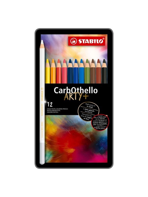 STABILO CarbOthello - Chalk Pastel Coloured Pencil - Metal Set 12 Pcs