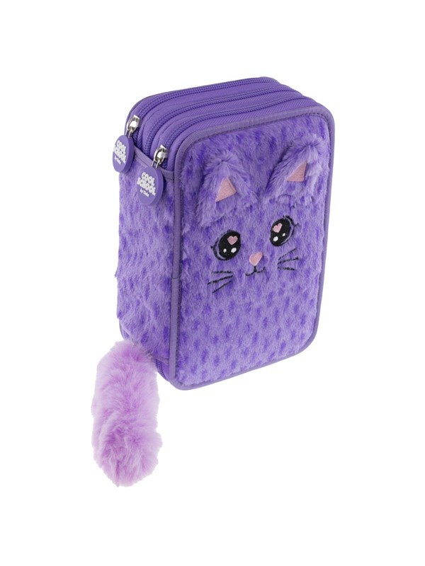 Tinka Tripple Pencil Case - Plush - Cat - Cool School