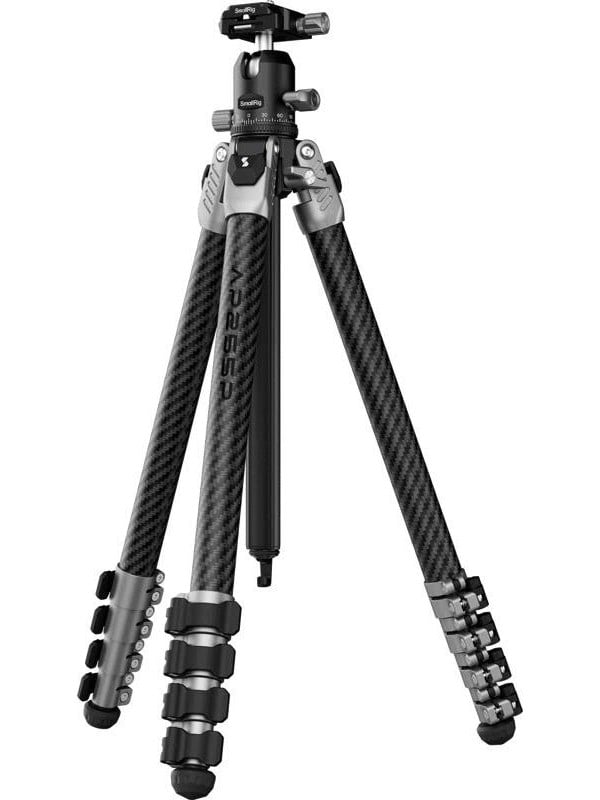 Trípode portátil de fibra de carbono para fotografía SmallRig, con cabezales de bola para cámaras DSLR sin espejo jaula con columna central Reversible -5478