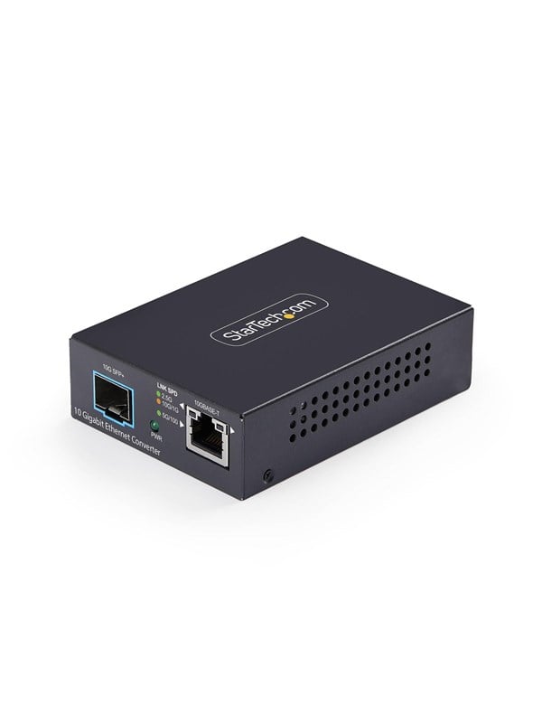 StarTechcom MCM10G6SSFP 10GbE Multi-Gigabit Open SFP Fiber Media Converter Standalone 10 Gigabit Ethernet RJ-45 to 10GBASE-X SFP Single-Mode  Multi-Mode 16K Jumbo Frames - TAA