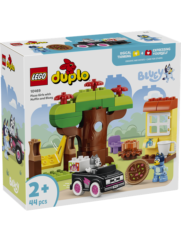 10469 DUPLO Bluey Pizza-Schwestern mit Muffin und Bluey, Konstruktionsspielzeug