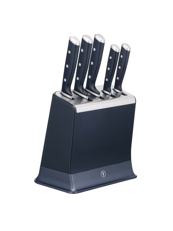 Messer-Set TEFAL EverSharp Pro dunkelblau edelstahl Edelstahl Kunststoff Kochmesser-Sets selbstschärfender Messerblock Klinge aus deutschem Edelstahl