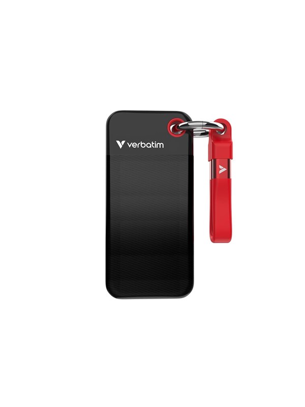 Festplatte Verbatim Pocket SSD 512 GB M.2 USB Typ C 10 Gbps Schwarz Rot