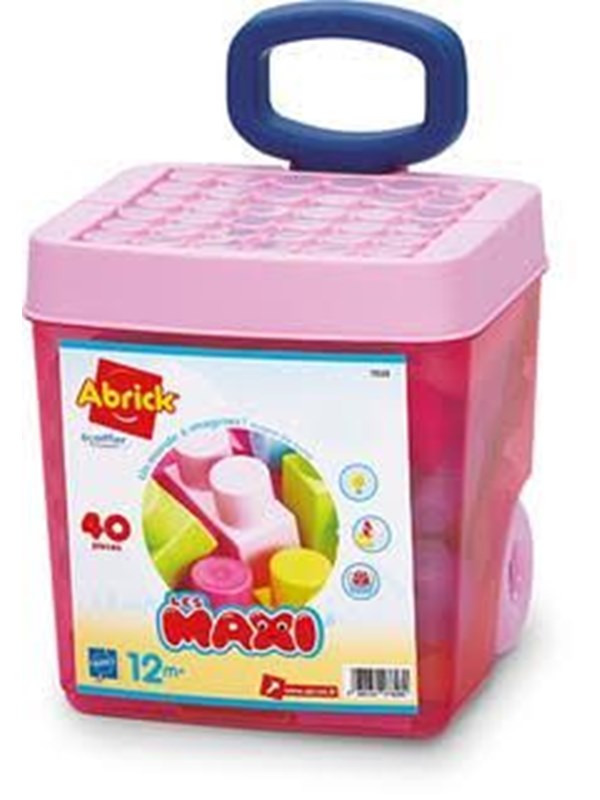 Image of Ecoiffier Pink trolley bricks 40 pieces