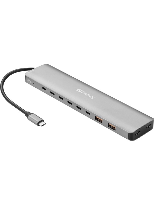 Sandberg USB-C to 8xUSB-C+2xUSB-A 100W USB-Hubs - 10 - Grau