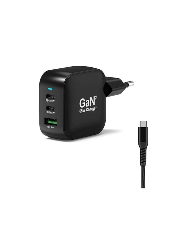 PORT Designs PORT Connect power adapter - GaN II with 2 m cable - 2 x USB-C USB Type A - 65 Watt