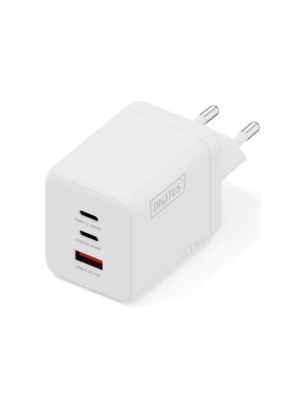 DIGITUS USB-Ladegerät GaN 100W,  2x USB-C,  1x USB-A    weiß