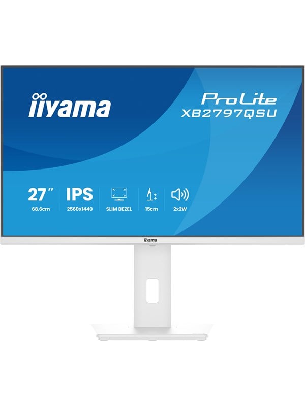 iiyama Prolite XB2797QSU-W1 QHD-IPS-Monitor | 68,6 cm, 27", HDMI, DP, USB3.2, USB-C, Slim-Line, Adaptive Sync, Höhenverstellung, Pivot, Energieeffizienzklasse D, weiß - Bild 4