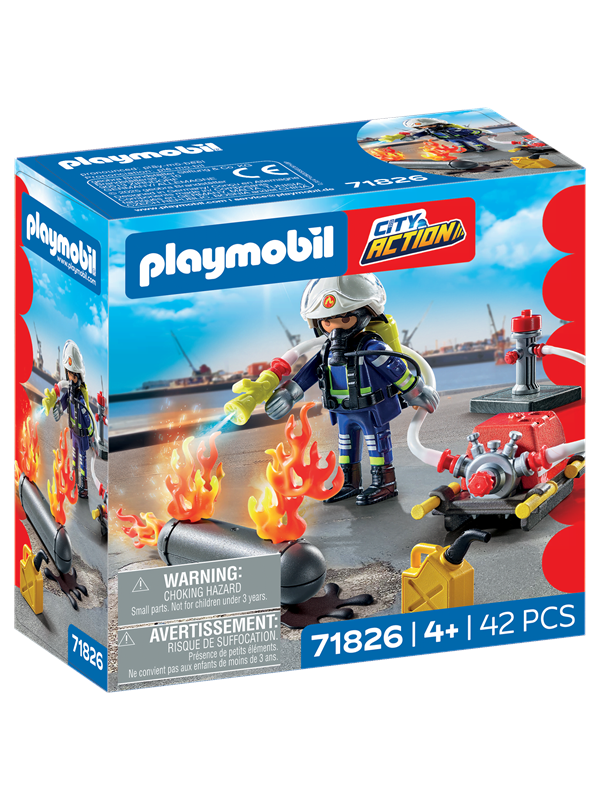Feuerwehr-Simulationsspiel mit Wasserpumpe und Tank Playmobil