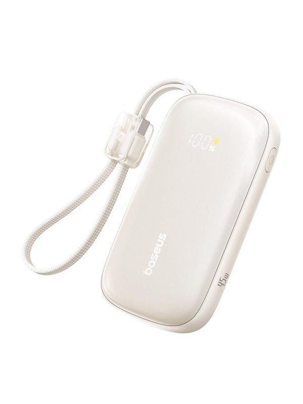 Baseus EnerFill FC21 Qpow 3 Ultra 10000mAh 45W Power Bank with Digital Display and Detachable USB-C - Lightning Cable - Titanium Powerbank (Akku) - 10000 mAh
