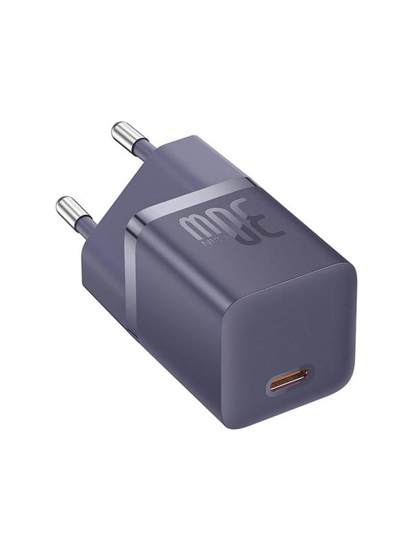 Baseus GaN5 30W USB-C EU Wall Charger with Purple Cable Dynamic 3 USB-C 100W 1m - Purple