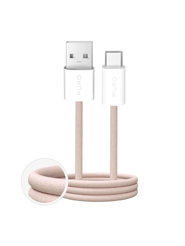 Puro Fabrik 10W braided USB-A - USB-C 1.5m - beige