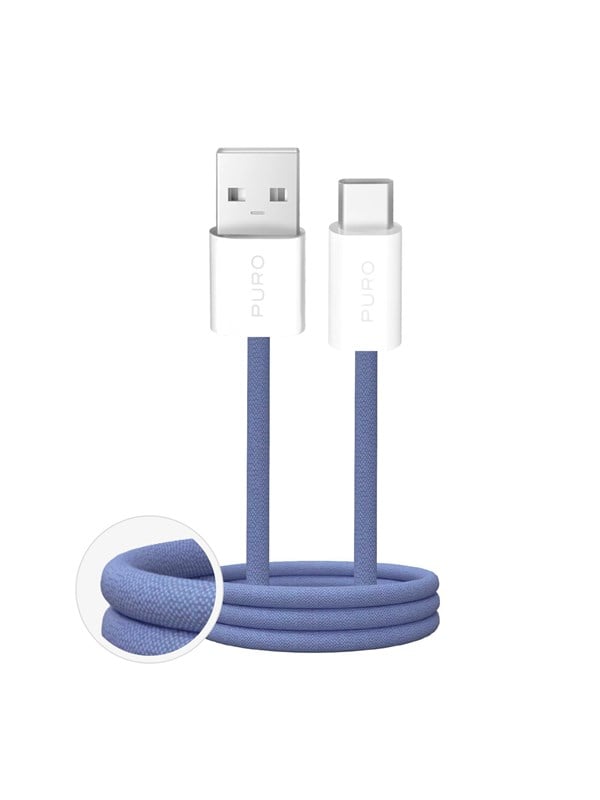 Puro Fabrik 2.0 10W USB-A - USB-C Braided Cable 1.5 m - Blue