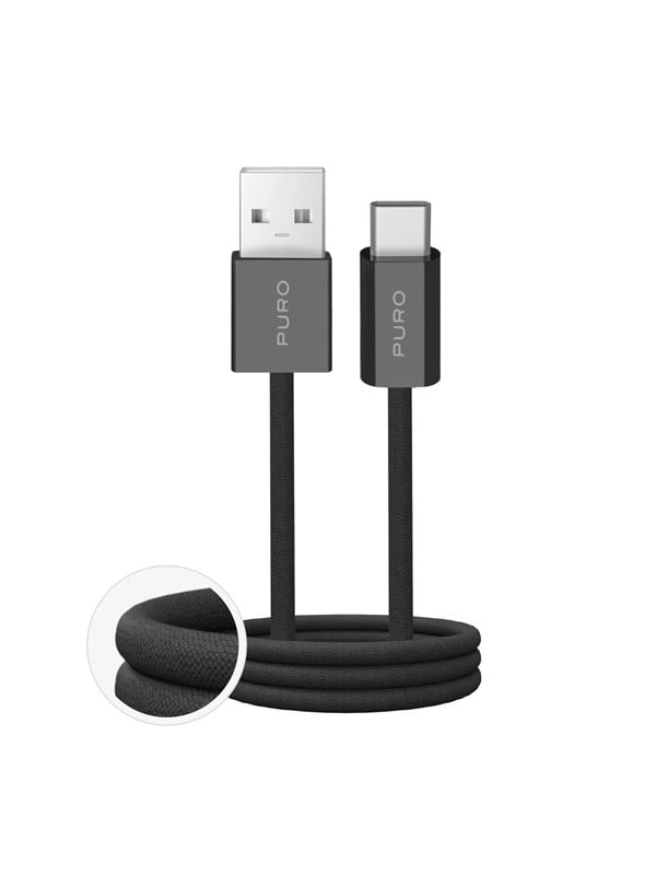 Puro Fabrik 2.0 10W USB-A - USB-C Braided Cable 1.5 m - Black