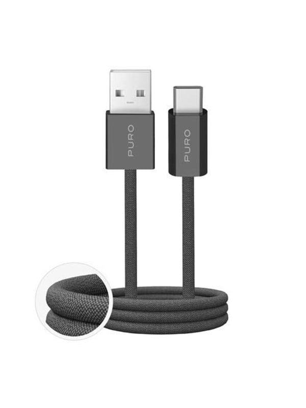 Puro Fabrik 2.0 10W USB-A - USB-C Braided Cable 1.5 m - Dark Green