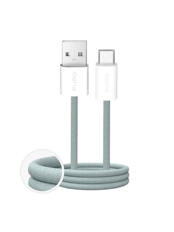 Puro Fabrik 2.0 10W USB-A - USB-C Braided Cable 1.5 m - Green