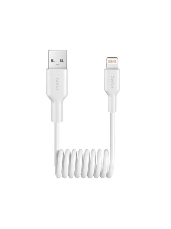 Puro 12W USB-A Spiral Cable - Lightning 1m - White