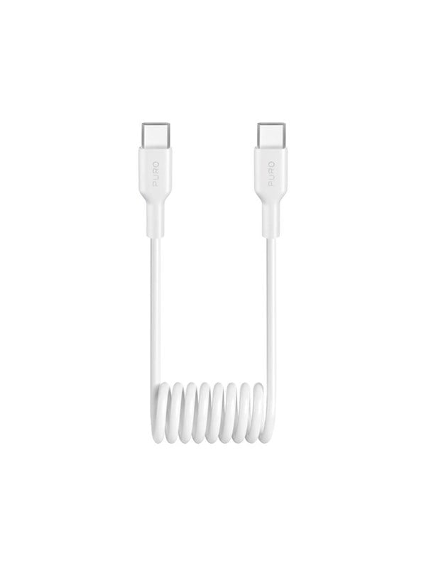 Puro 25W USB-C Spiral Cable - USB-C 1m - White