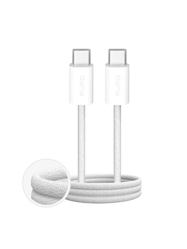 Puro Fabrik 60W Braided Cable USB-C - USB-C 3m - White