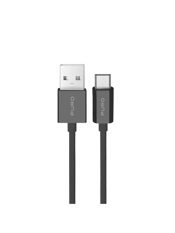 Puro 12W TPE USB-A Cable - microUSB 2m - Black