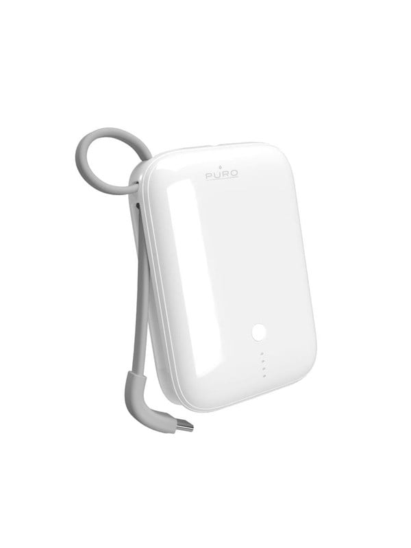 Puro Power Link 10 Plus 10000 mAh powerbank with built-in USB-C cable - white Powerbank (Akku) - Weiß - 10000 mAh