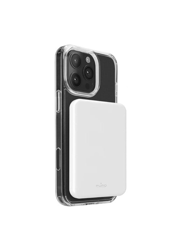 Puro Mag Plus 5000mAh 20W Qi2 compatible with MagSafe 1x USB-C Power Delivery - white Powerbank (Akku) - Weiß - 5000 mAh