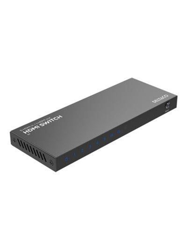 Deltaco - video/audio switch - 5 inputs to 1 output 8K@60Hz with remote - 6 ports